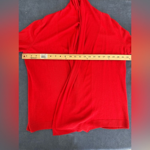 Talbots Womens Cardigan M Red Open Front Linen Blend Long Sleeve Lightweight - Picture 6 of 7